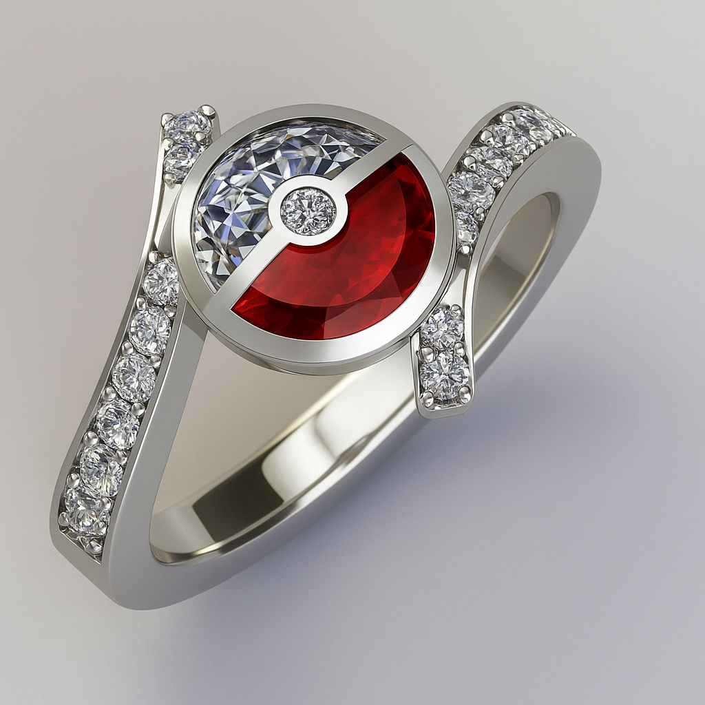 Poké Ball Inspired Ring – Multiple Sizes