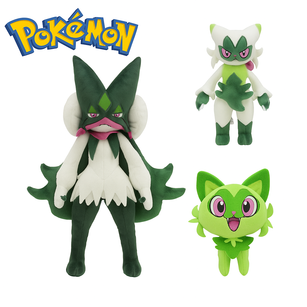 Pokémon Plush Toy Set – Meowscarada, Floragato & Sprigatito