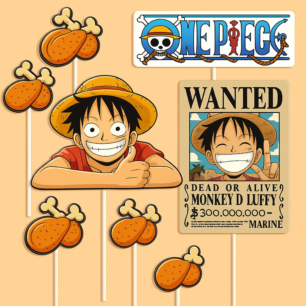7pcs One Piece Luffy Cake Topper Set