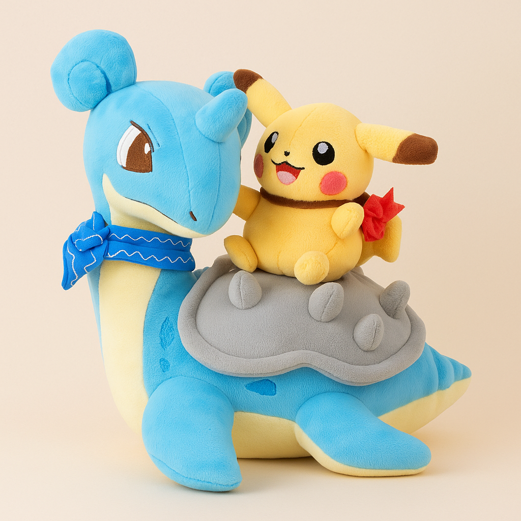 Pikachu Riding Lapras Plush โ Pokรฉmon Stuffed Toy