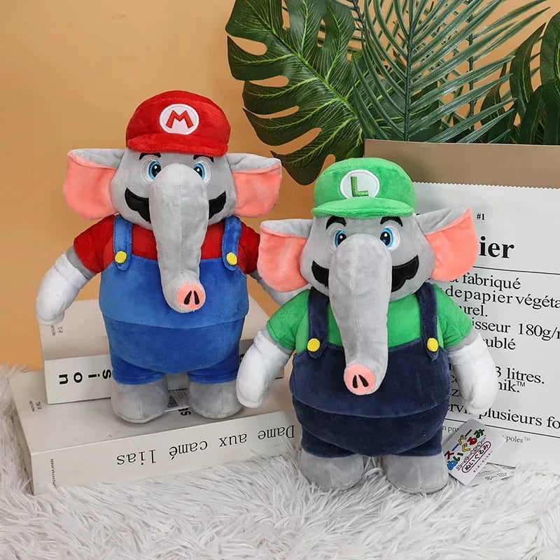 Super Mario & Luigi Elephant Plush Toys โ 27cm Soft Collectible Figures