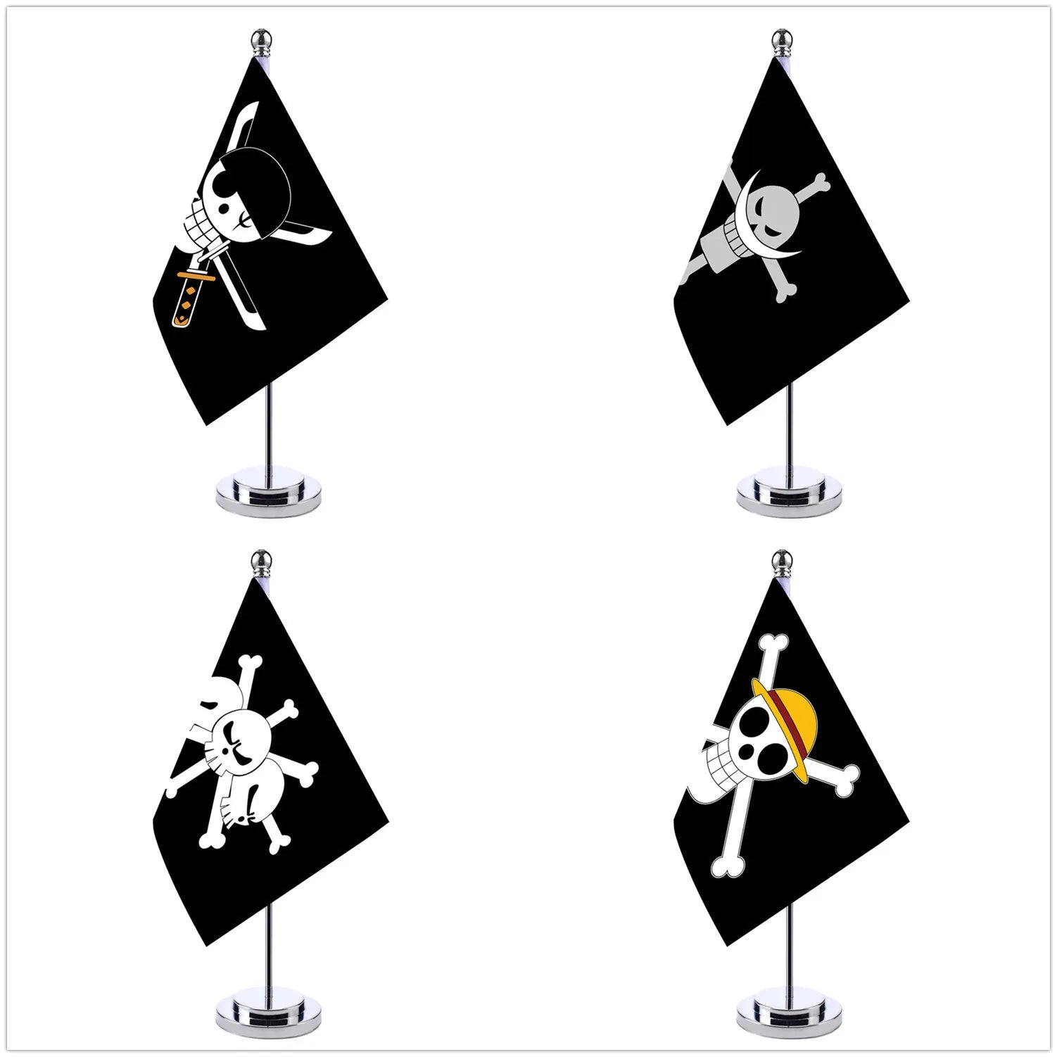 Miniso Anime One Piece Straw Hat Luffy Flag Ace Table Flag Anime Peripheral Desktop Decoration