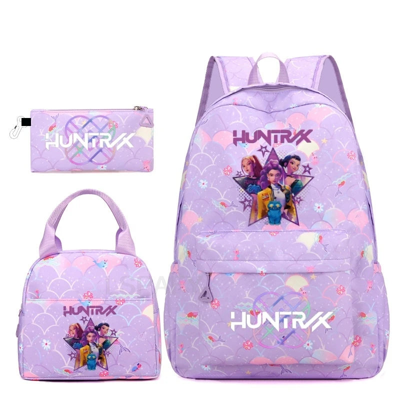 K-Pop Demon Hunters 3-Piece Backpack Set (20โ35L Capacity)