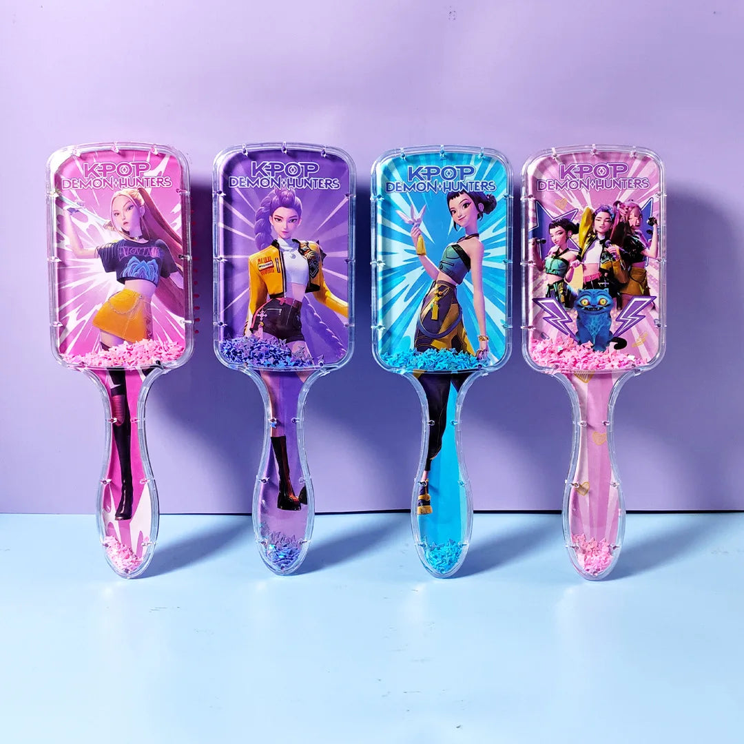K-Demon Hunters Character Hair Brush Comb – Cute Massage Detangling Paddle Brush (Multiple Styles)
