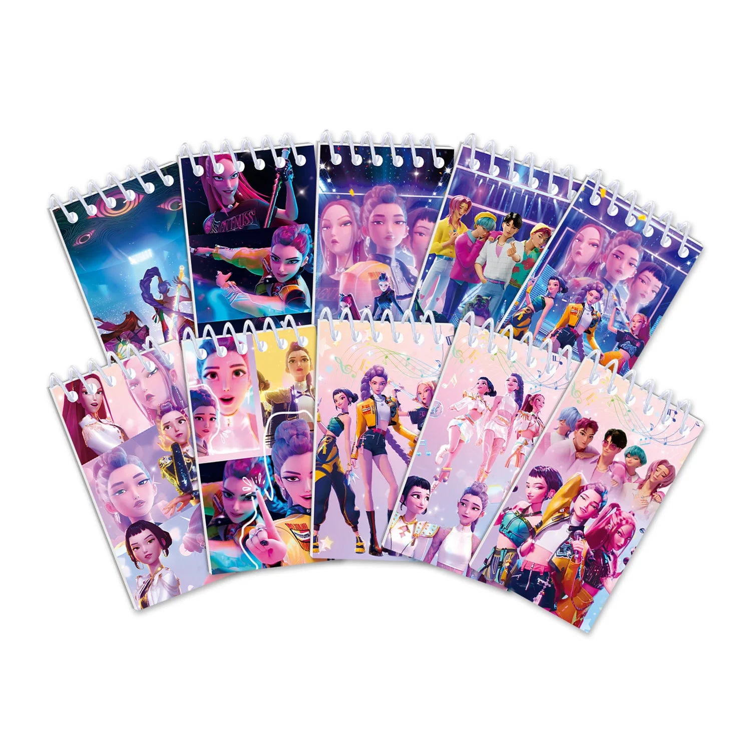K-Pop Demon Hunters Mini Spiral Notebooks – Pack of 10 (10 × 6 cm)