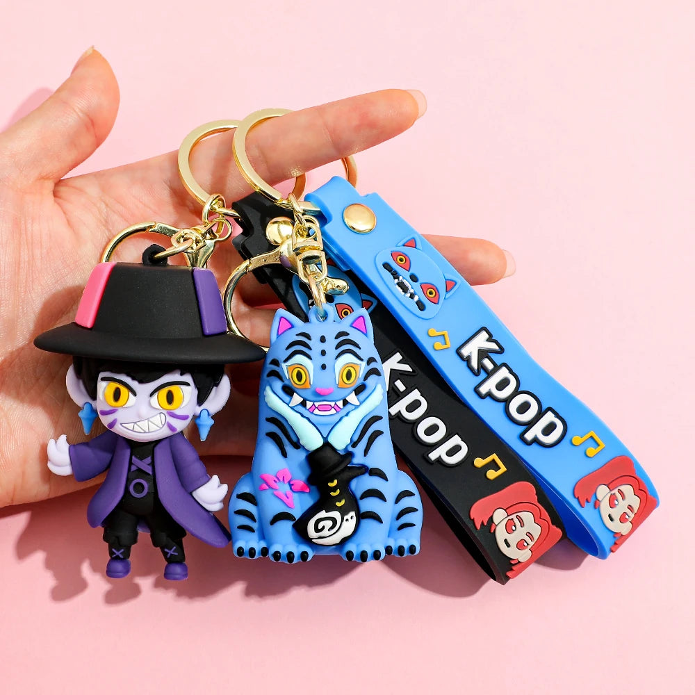 K-Pop Style Character Keychain with Strap โ 4 Variants