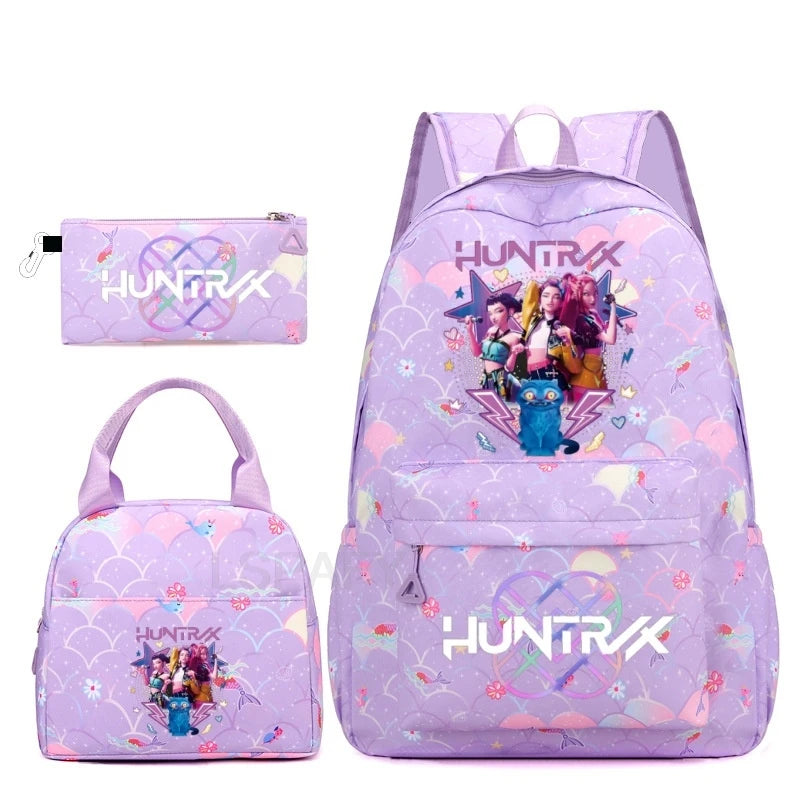 K-Pop Demon Hunters 3-Piece Backpack Set (20–35L Capacity)