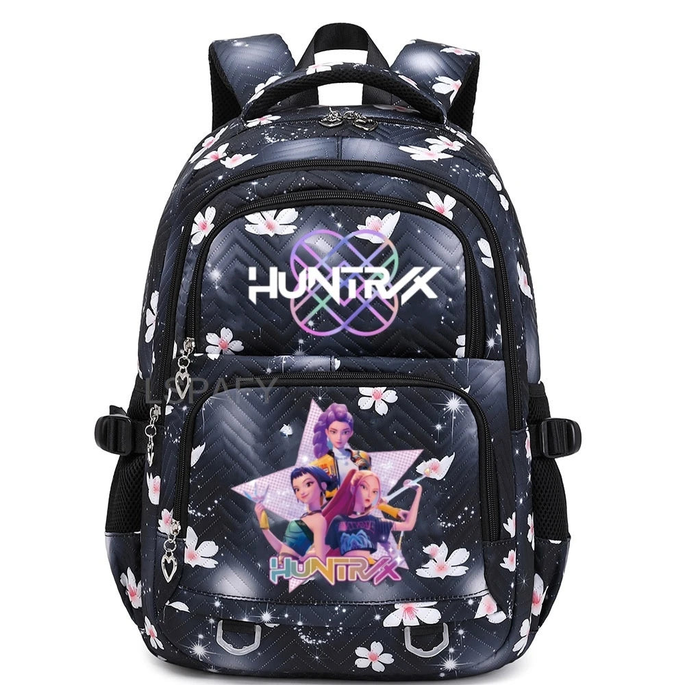 Huntrix K-Pop Girls Backpack β Black Floral Edition