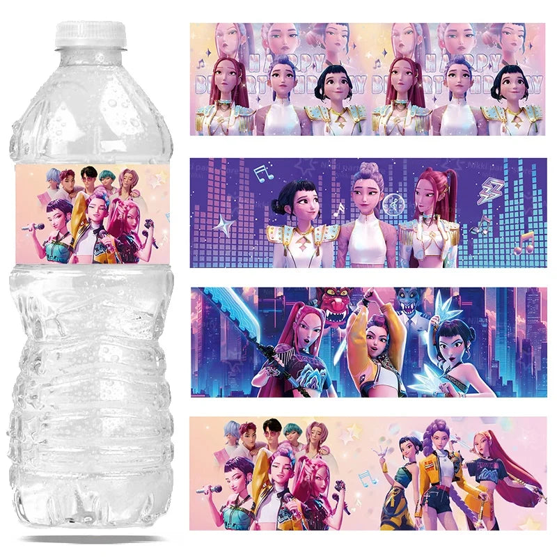 K-POP Demon Hunters Bottle Labels โ 20pcs Party Sticker Set