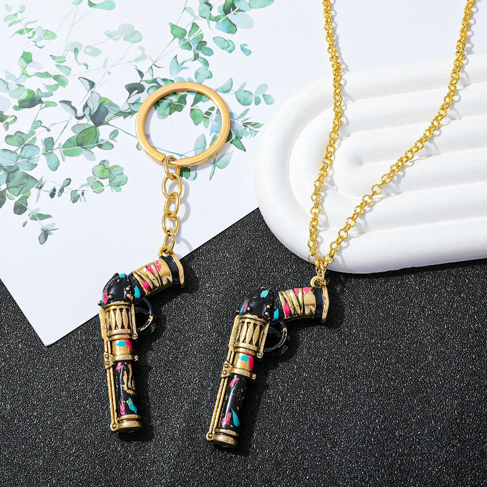 League of Legends - Jinx Metal Gun Keychain and Necklace