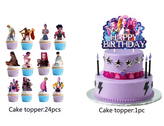 K-Pop Demon Hunters - Birthday Cake  & Cupcake Topper (Multiple Designs)