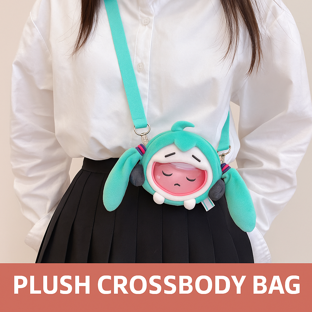 Hatsune Miku Plush Crossbody Bag – Cute Anime Shoulder Purse