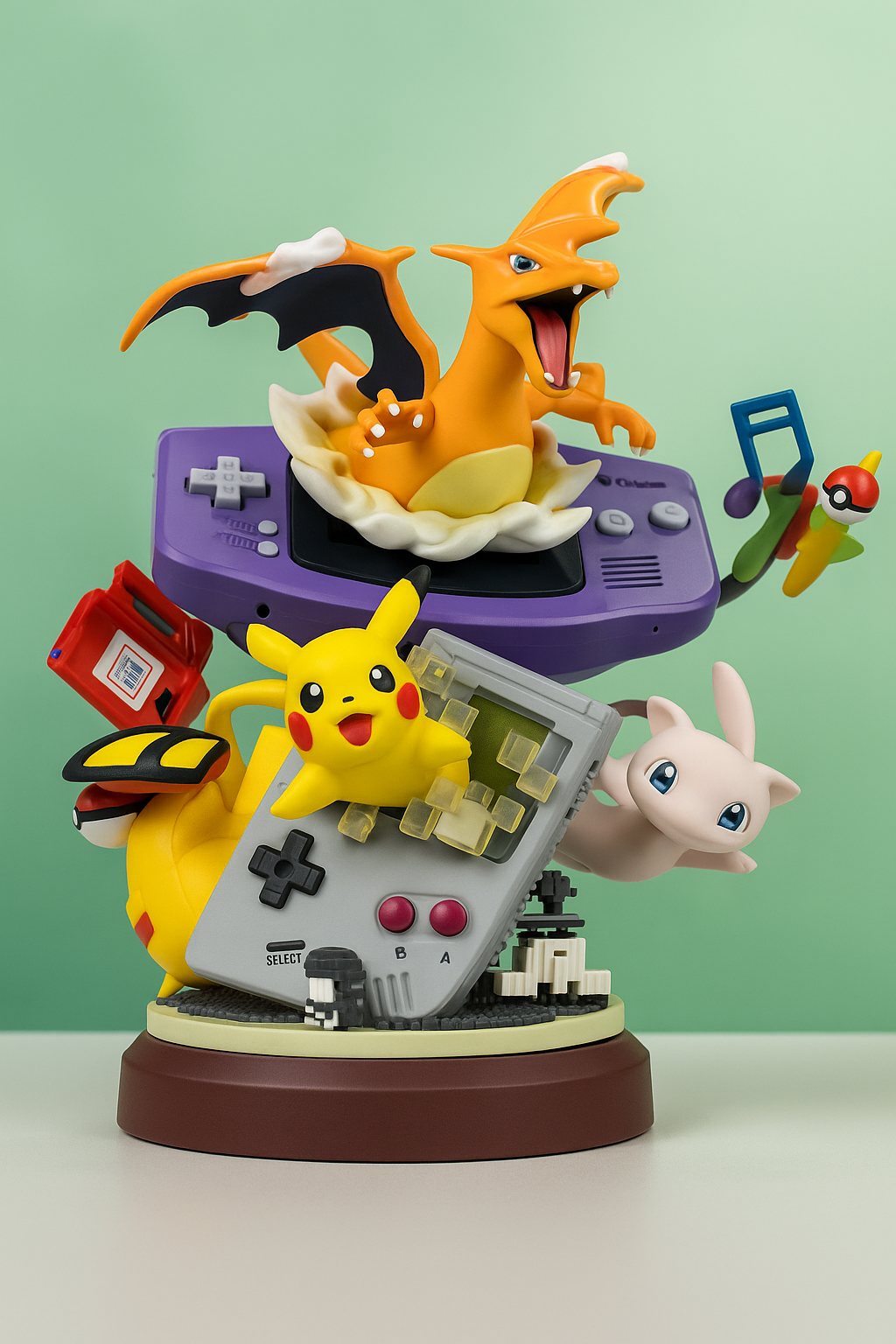 Pokémon Classic Gaming Diorama – Pikachu, Charizard & Mew Figure (20cm)