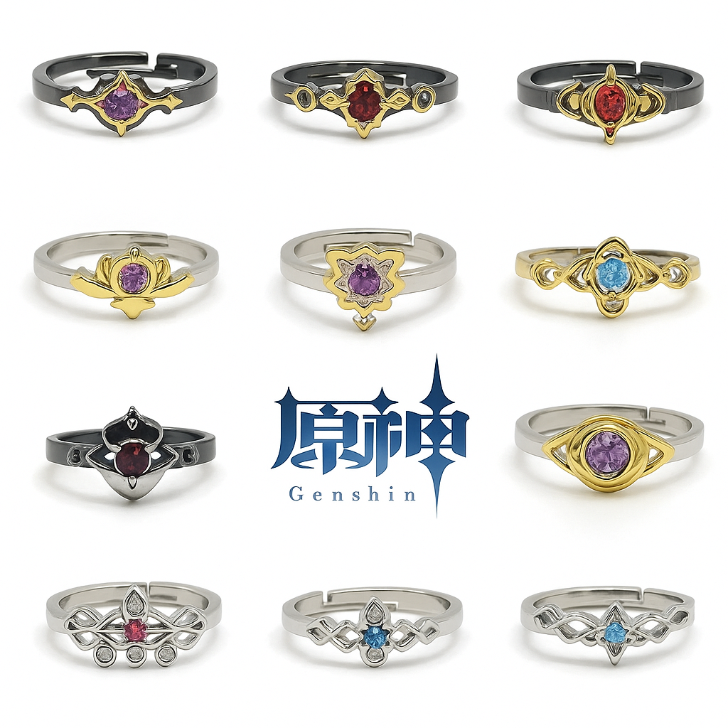 Genshin Impact Character Rings – Anime Jewelry Collection