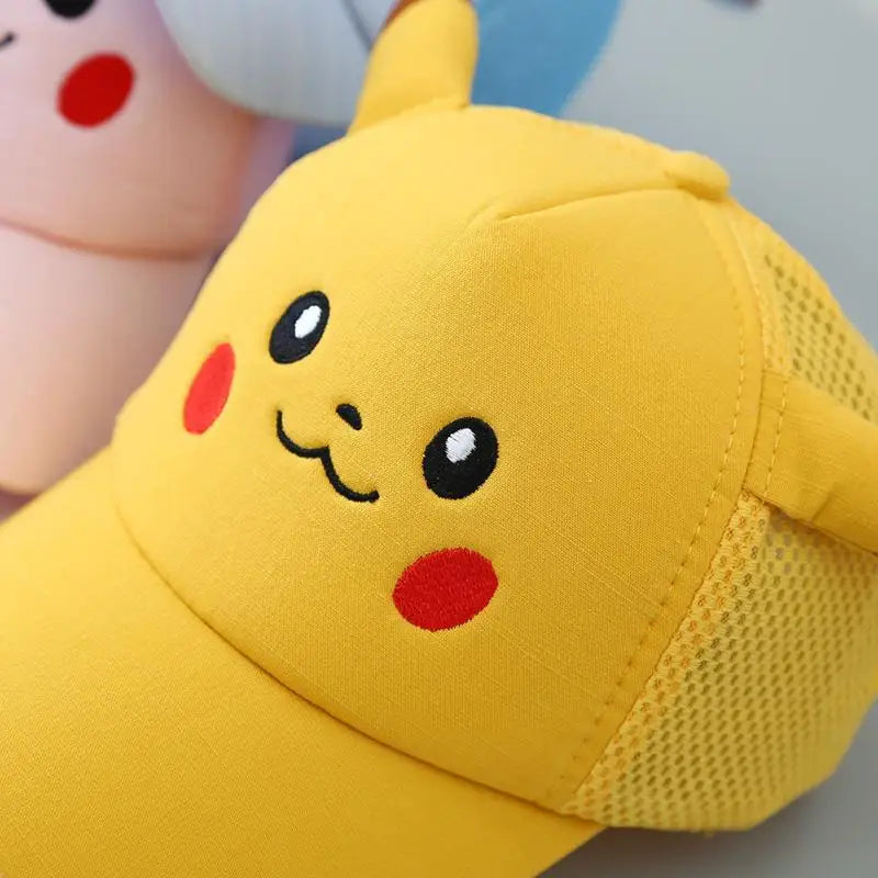 Kids Pikachu Hat – Yellow Mesh Baseball Cap (Ages 2–6)