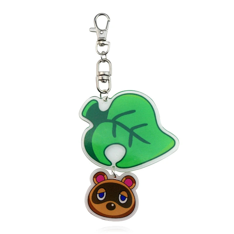 Animal Crossing Leaf & Tom Nook Keychain – Acrylic Charm