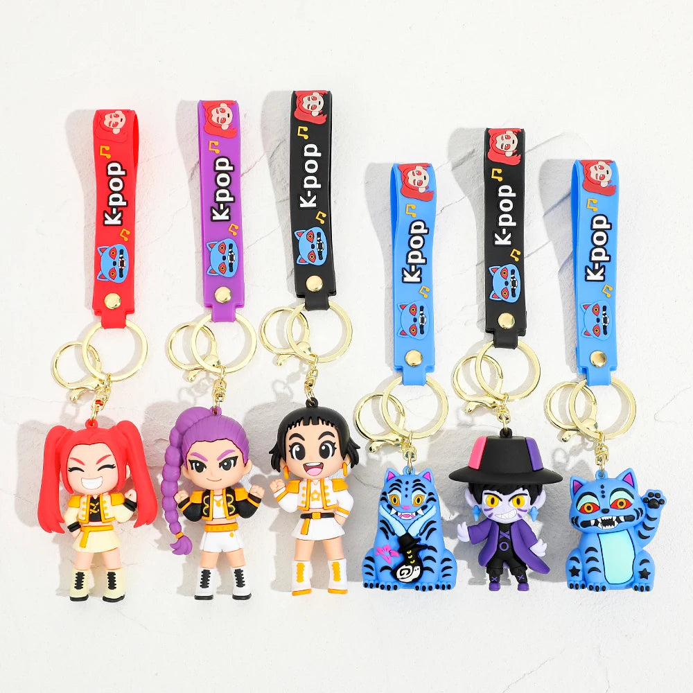 K-Pop Style Character Keychain with Strap – 4 Variants