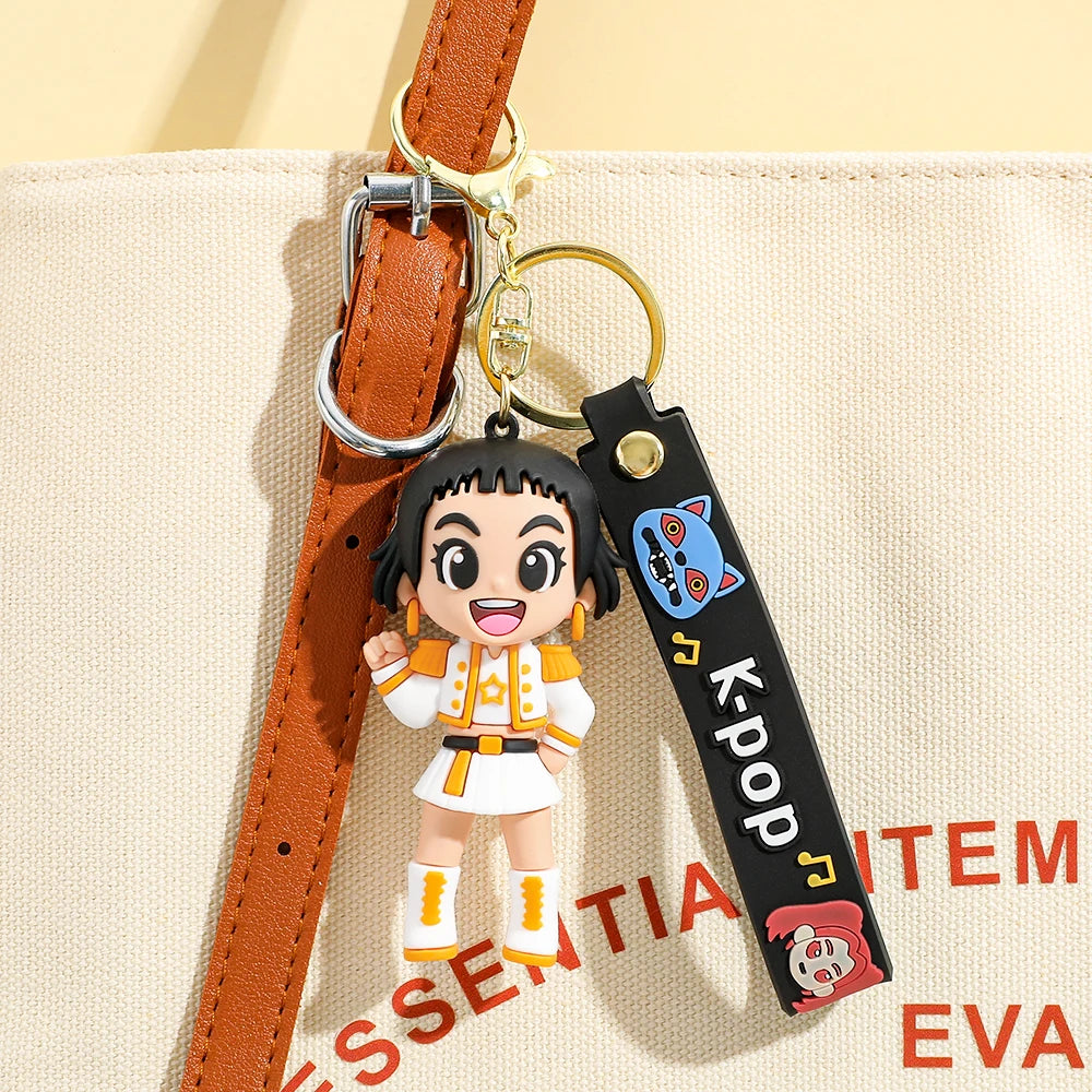 K-Pop Style Character Keychain with Strap – 4 Variants