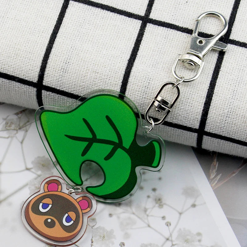 Animal Crossing Leaf & Tom Nook Keychain – Acrylic Charm
