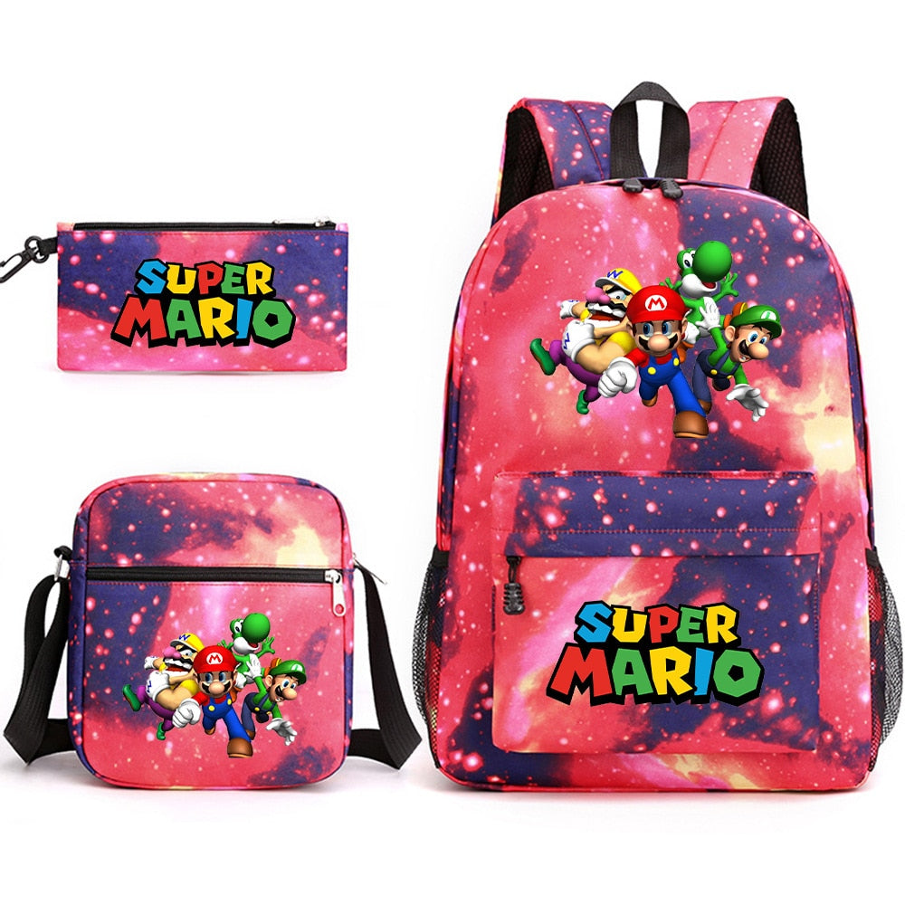 Super Mario - Backpack with Shoulder Bag and Pencil Case