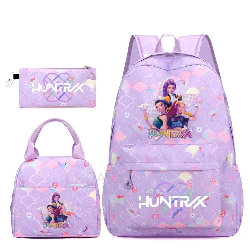 K-Pop Demon Hunters 3-Piece Backpack Set (20–35L Capacity)