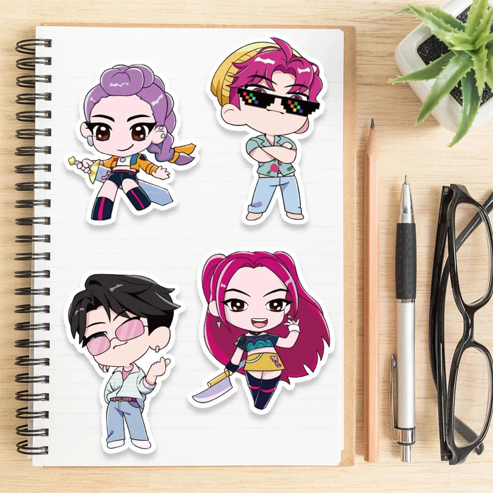 K-Pop Demon Hunters Dress-Up Character Stickers – 8 Piece Set (DIY Face & Outfit Sheets)