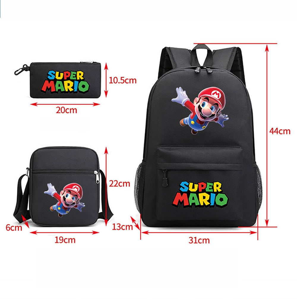 Super Mario - Backpack with Shoulder Bag and Pencil Case