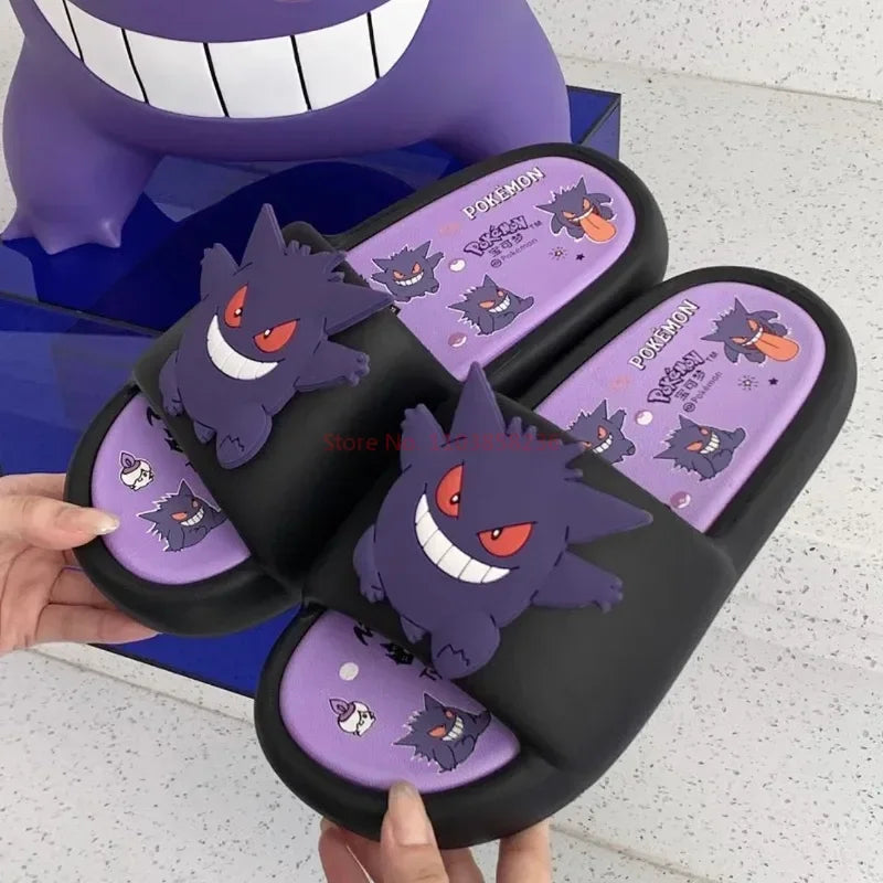 Gengar Pokémon Slides – Ghost-Type Comfort (Black & White)