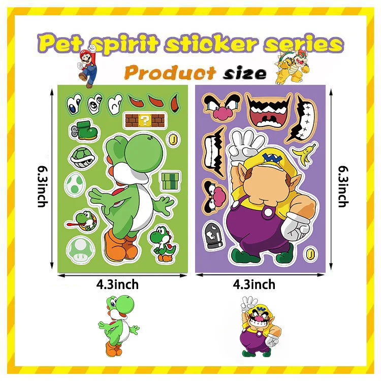 Super Mario Create-A-Sticker Set – 8 Sheets DIY Art & Craft Kit (30x35cm)