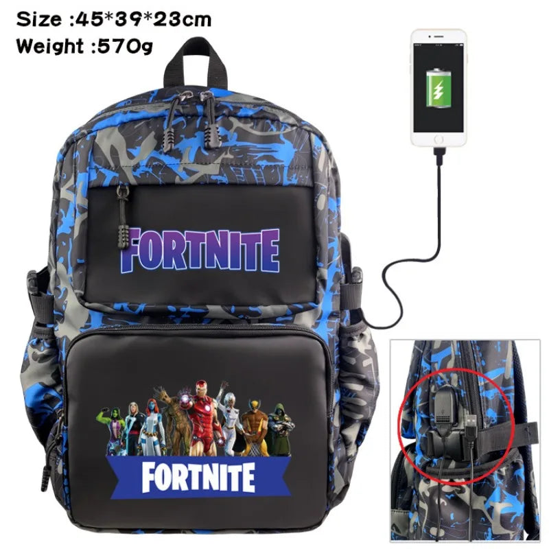 Fortnite Backpack – USB Charging Port – 45x39x23cm – Multiple Variants
