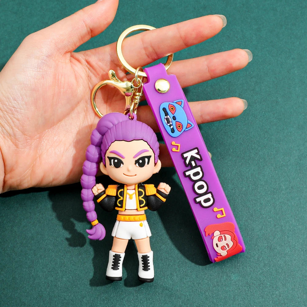 K-Pop Style Character Keychain with Strap – 4 Variants