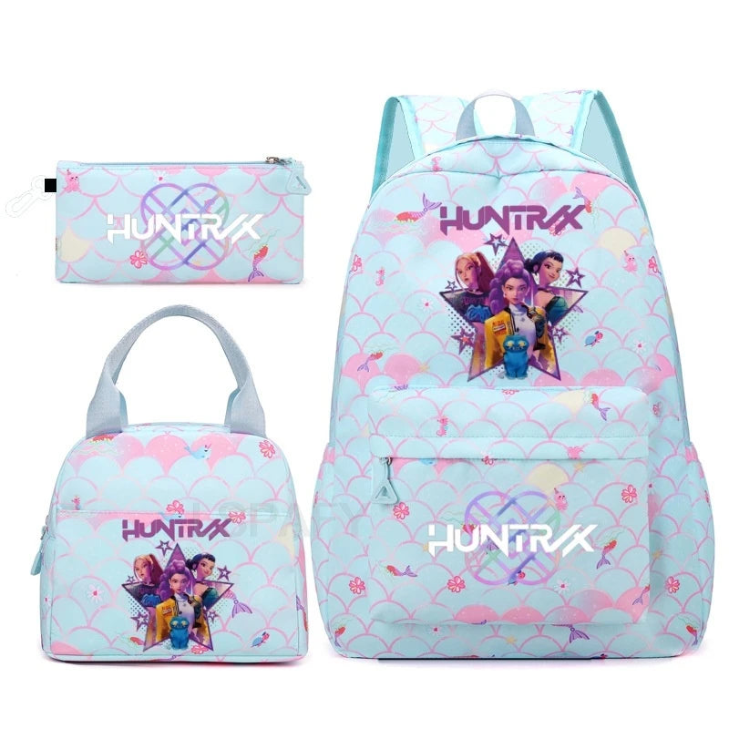K-Pop Demon Hunters 3-Piece Backpack Set (20–35L Capacity)