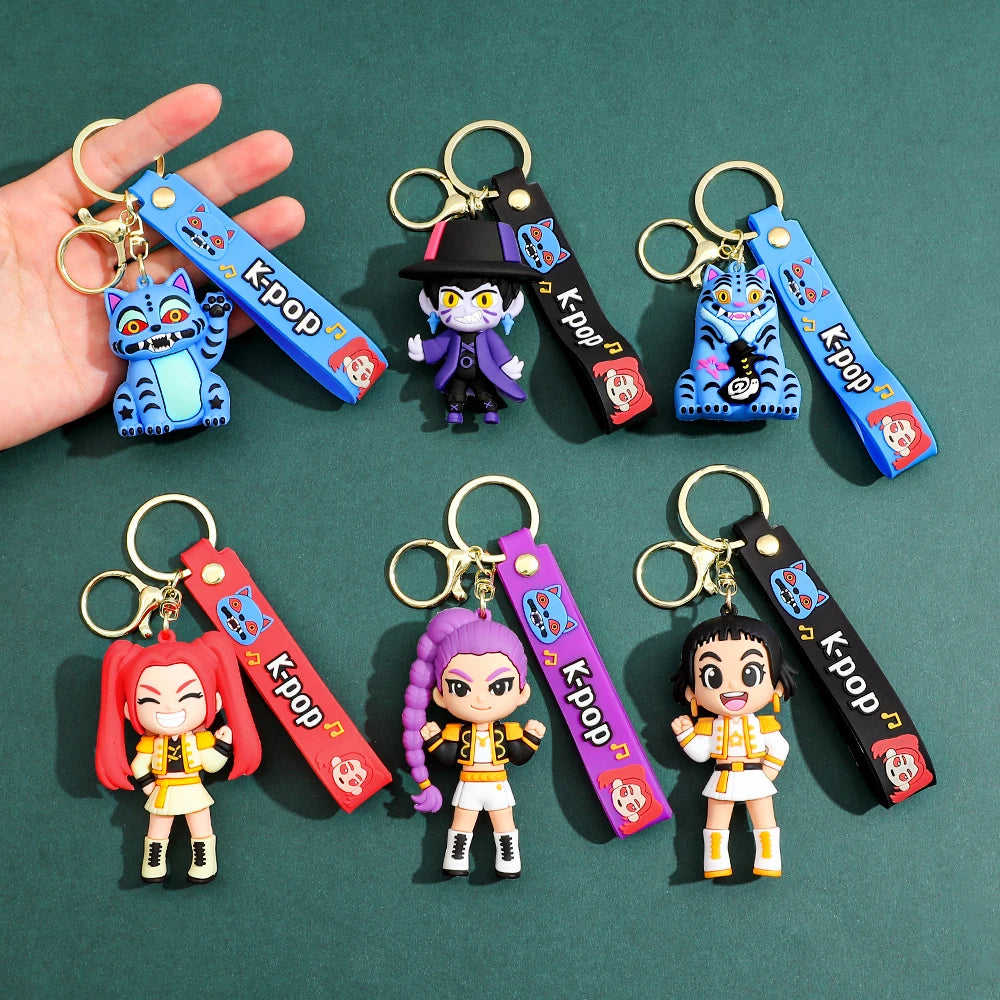 K-Pop Style Character Keychain with Strap – 4 Variants