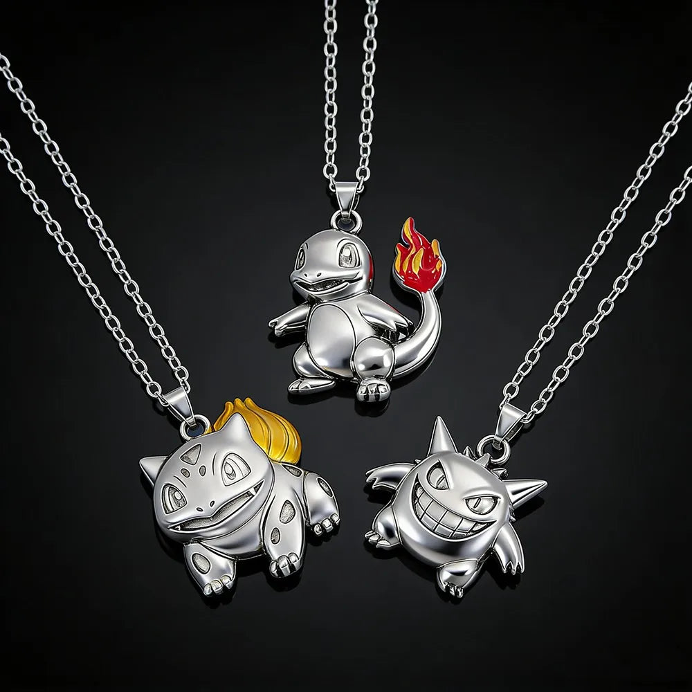 Pokemon Character Pendant Necklace – Charmander, Bulbasaur or Gengar – 60cm Chain