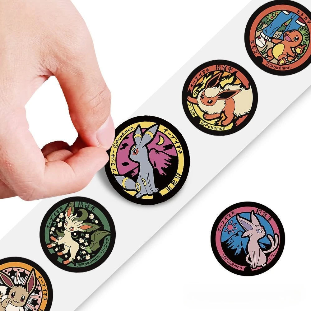 Pokémon Round Sticker Roll – 500pcs Waterproof PVC Stickers