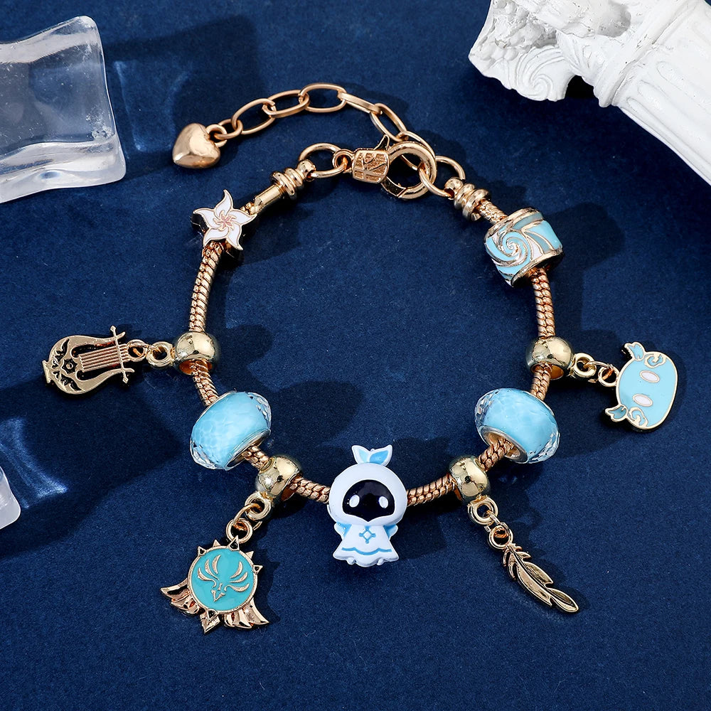 Anime Game Genshin Impact Charms Bracelets Vision Enamel Beads Pendant Bangles for Women Fashion Hand Chains Jewelry Accessories