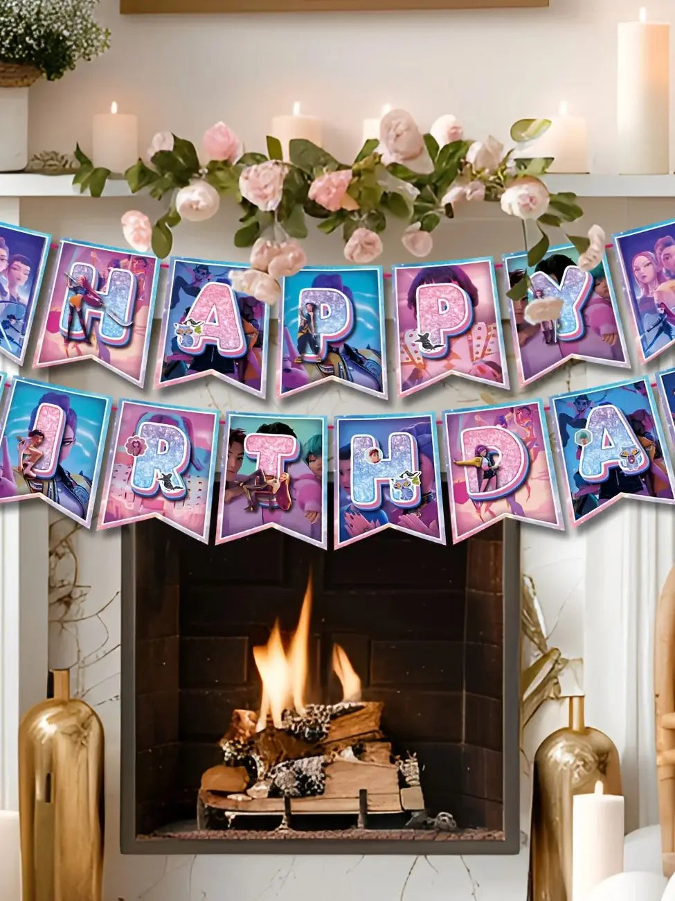 K-Pop Demon Hunters Happy Birthday Banner – Party Decoration Set