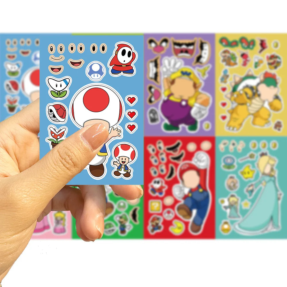Super Mario Create-A-Sticker Set – 8 Sheets DIY Art & Craft Kit (30x35cm)