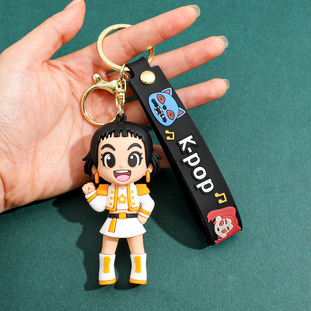 K-Pop Style Character Keychain with Strap – 4 Variants