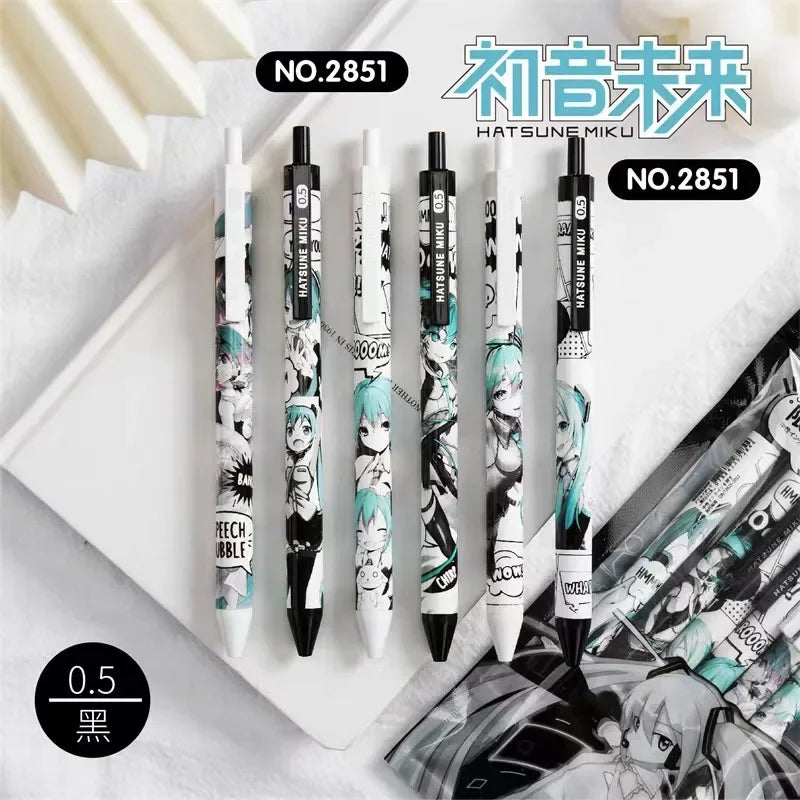 Hatsune Miku 6-Piece Black Gel Pen Set
