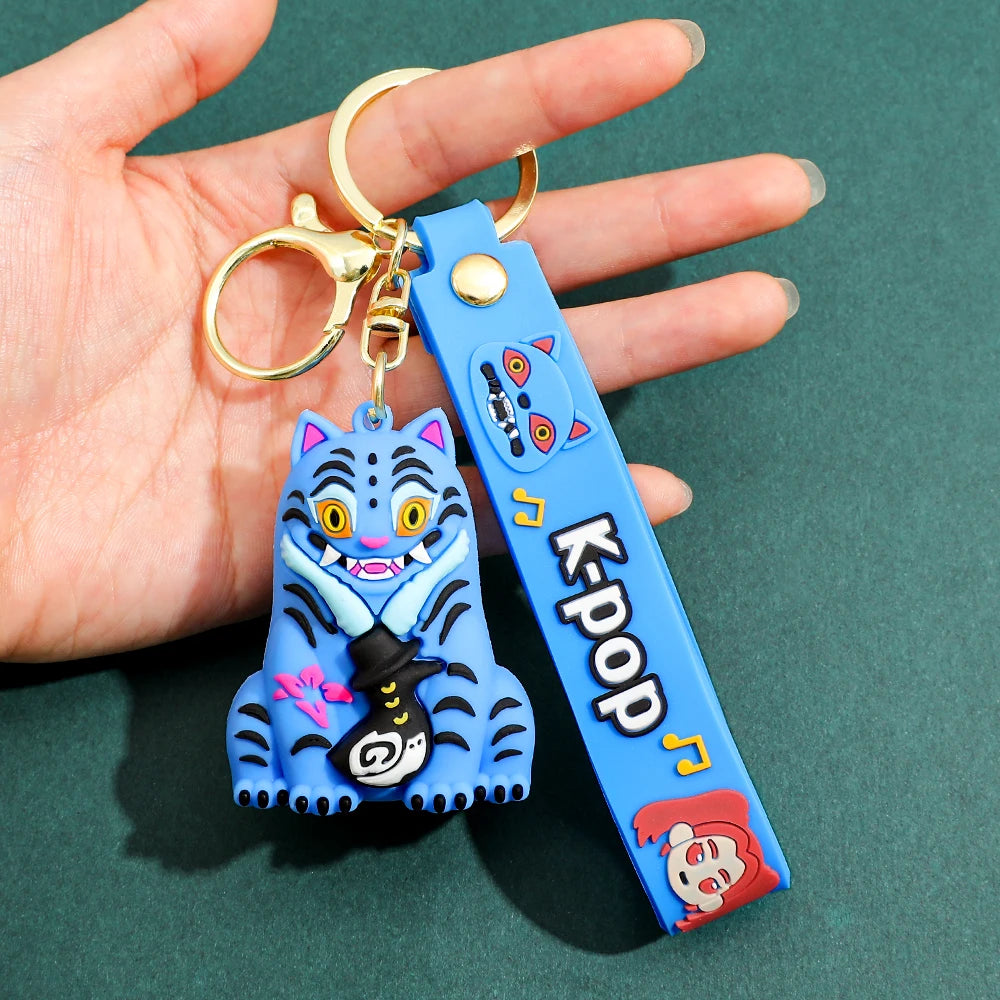 K-Pop Style Character Keychain with Strap – 4 Variants