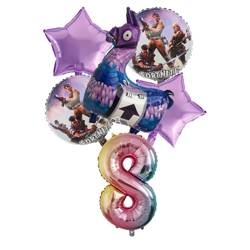 6PCS Fortnite Birthday Balloon Set – Numbers 1–9 | Party Decoration Kit