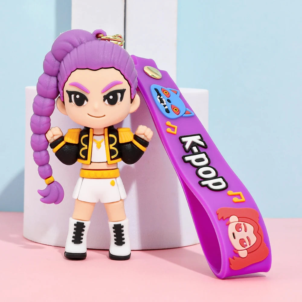 K-Pop Style Character Keychain with Strap – 4 Variants