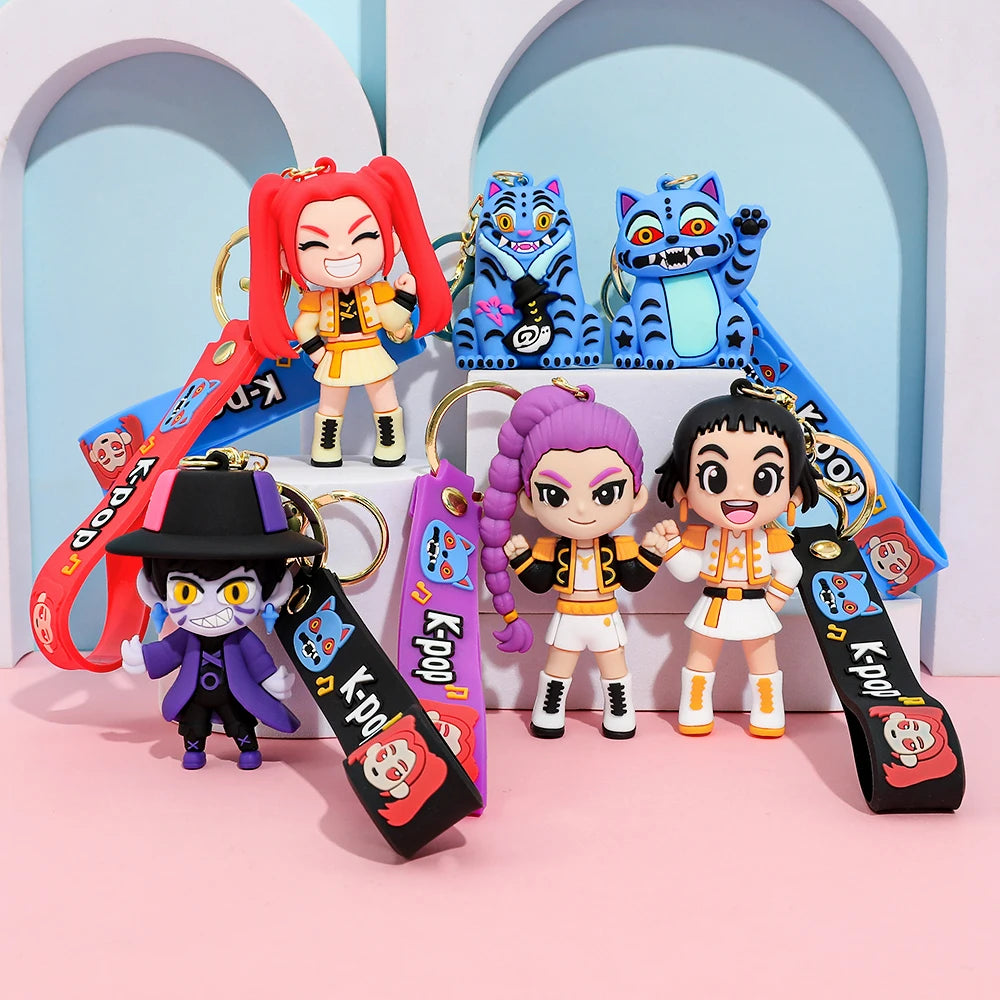 K-Pop Style Character Keychain with Strap – 4 Variants