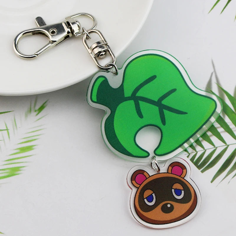 Animal Crossing Leaf & Tom Nook Keychain – Acrylic Charm