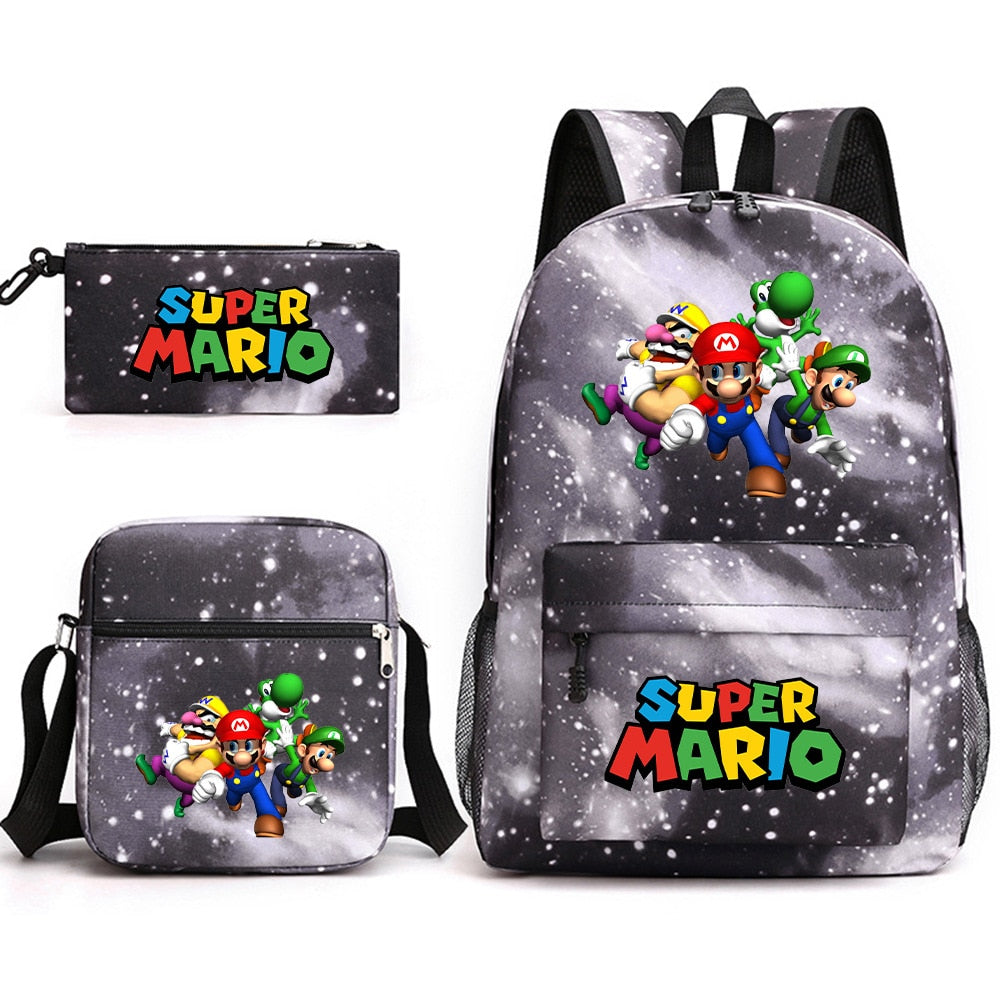 Super Mario - Backpack with Shoulder Bag and Pencil Case