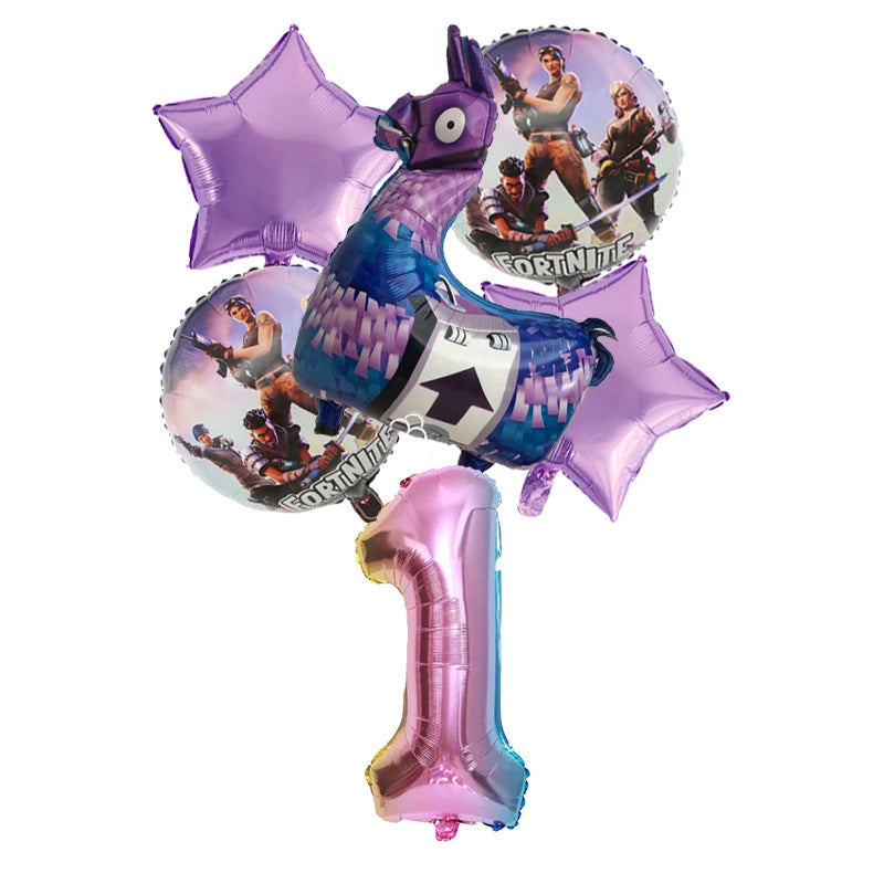 6PCS Fortnite Birthday Balloon Set – Numbers 1–9 | Party Decoration Kit