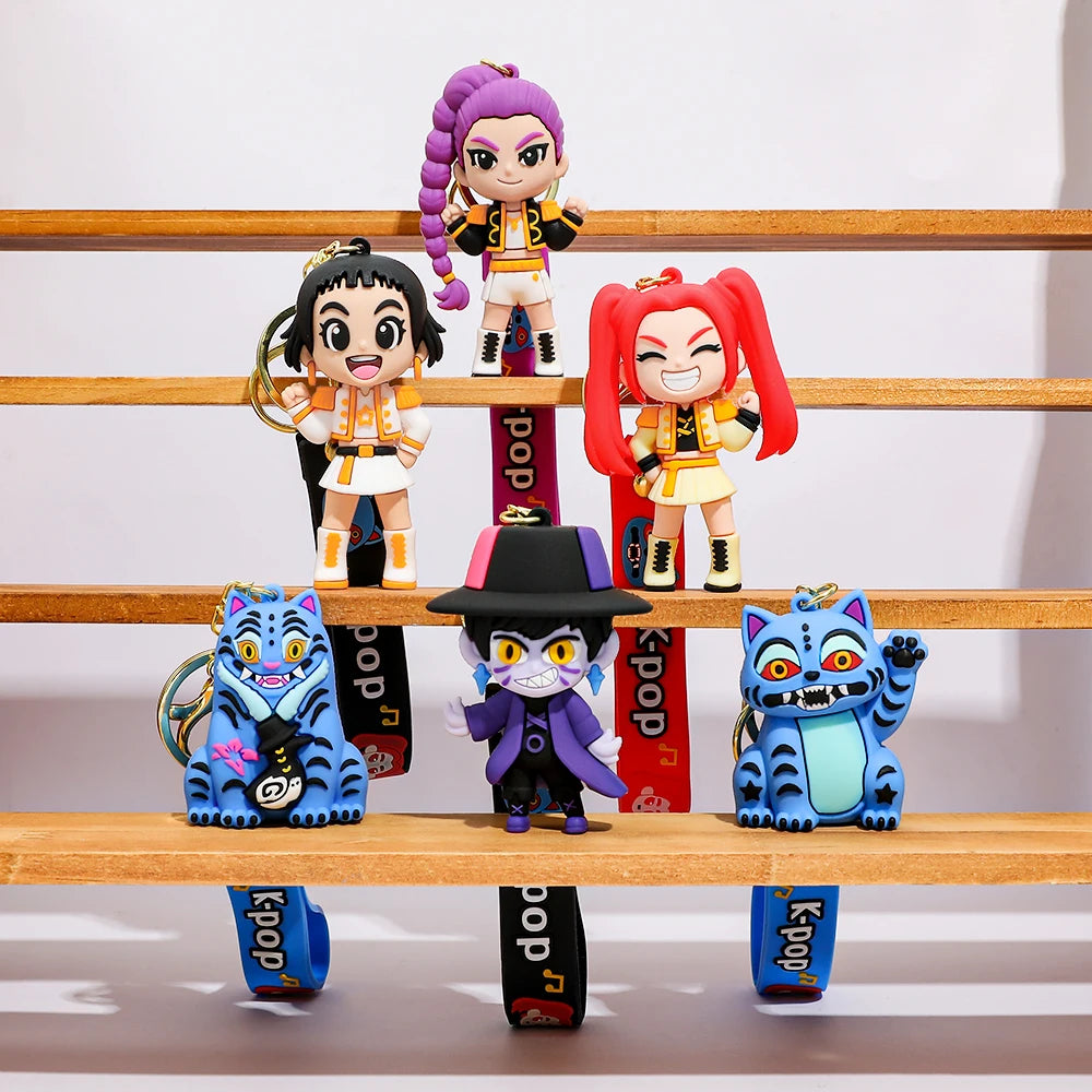 K-Pop Style Character Keychain with Strap – 4 Variants