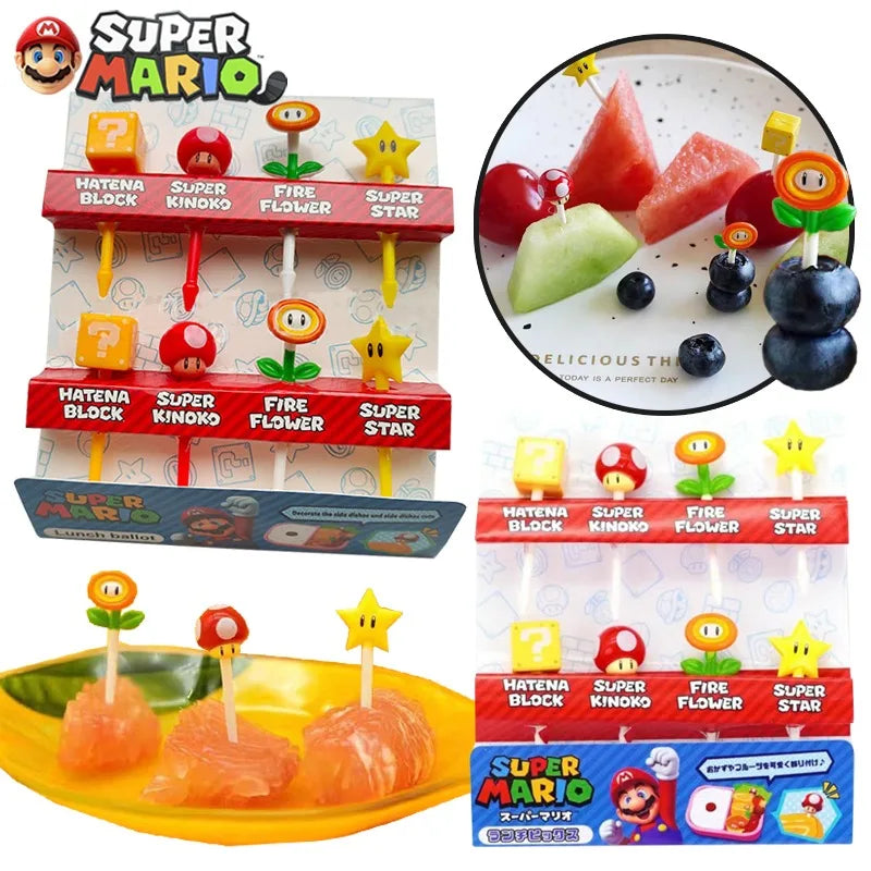 Super Mario Food Picks Set – 8-Piece Bento & Snack Decor Pack