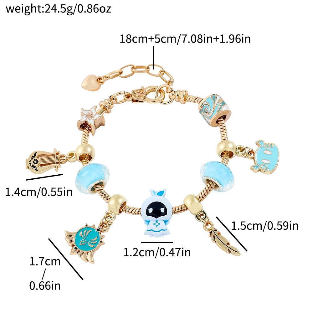 Anime Game Genshin Impact Charms Bracelets Vision Enamel Beads Pendant Bangles for Women Fashion Hand Chains Jewelry Accessories